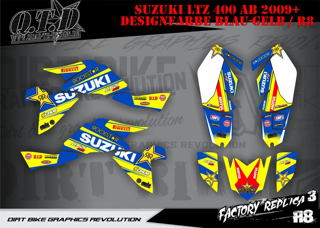 Factory Replica 3 Blau-Gelb für Suzuki LTZ 400 ab 2009+